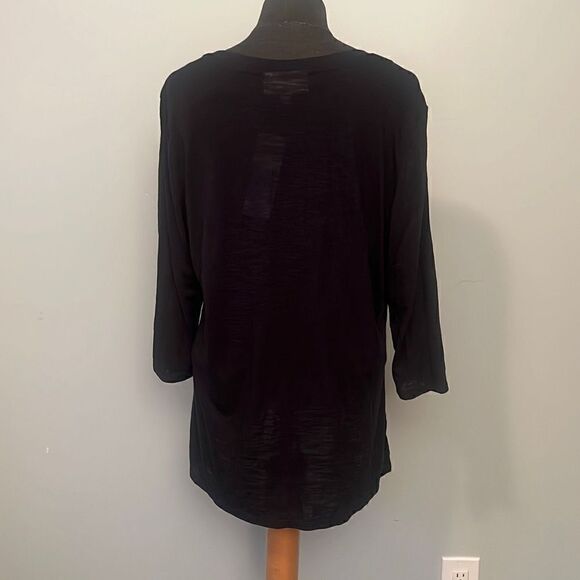 Rebecca Malone Women's Black 3/4 Sleeve Faux Layered Top PXL NWT - Picture 4 of 7
